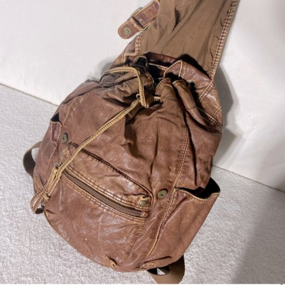 Vintage Y2K Mossimo Brown Faux Leather Backpack